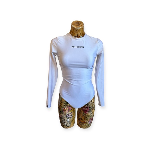 Nike Air Jordan white long sleeve bodysuit athletic work out - Picture 1 of 12